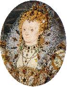 Nicholas Hilliard Portrait miniature of Elizabeth I of England with a crescent moon jewel in her hair oil painting artist